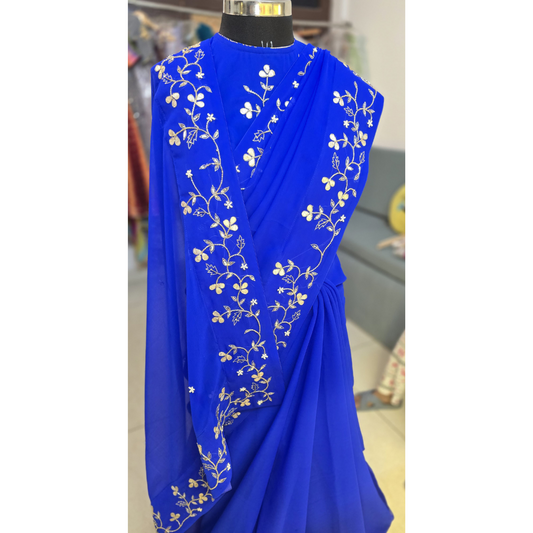 Neela Samundar Georgette Saree