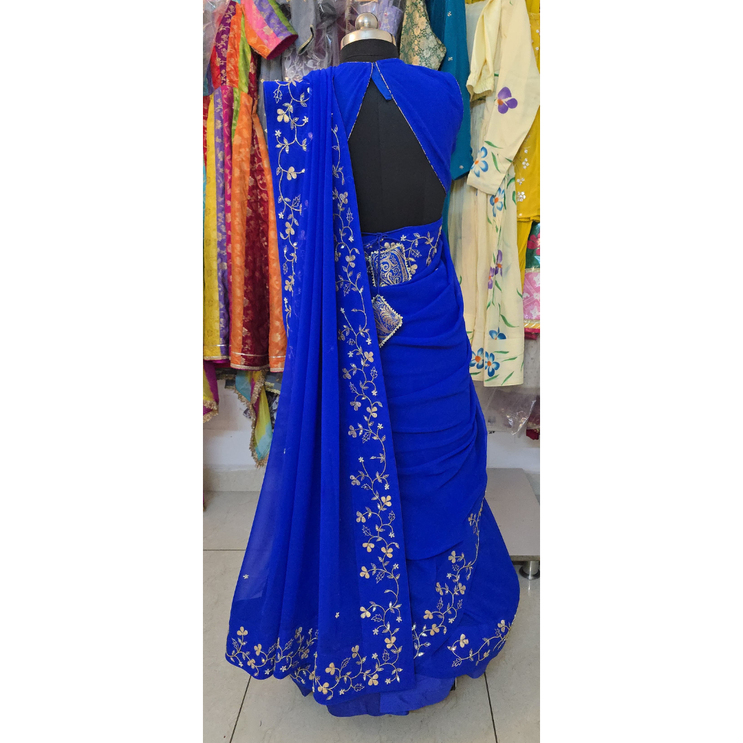 Neela Samundar Georgette Saree