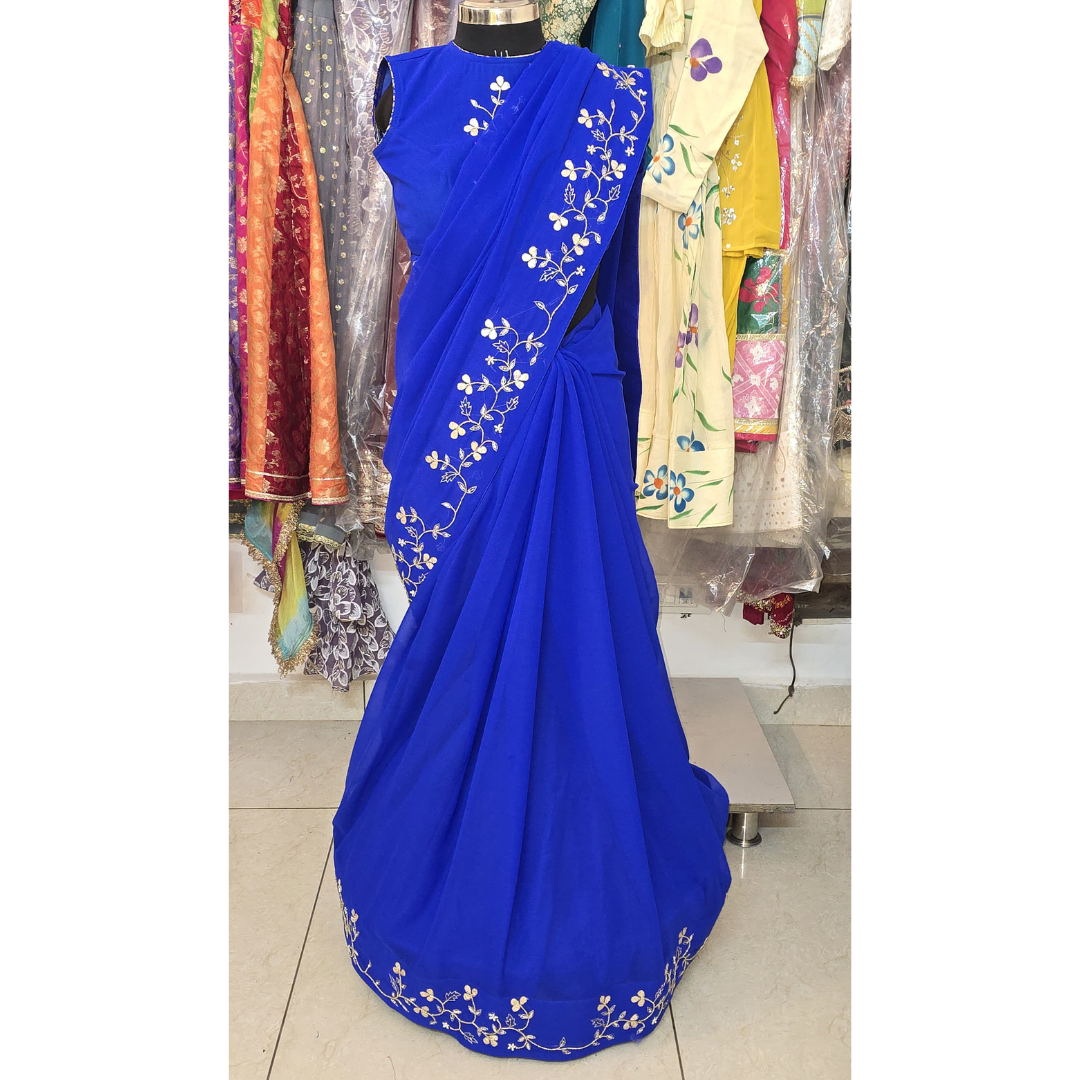 Neela Samundar Georgette Saree