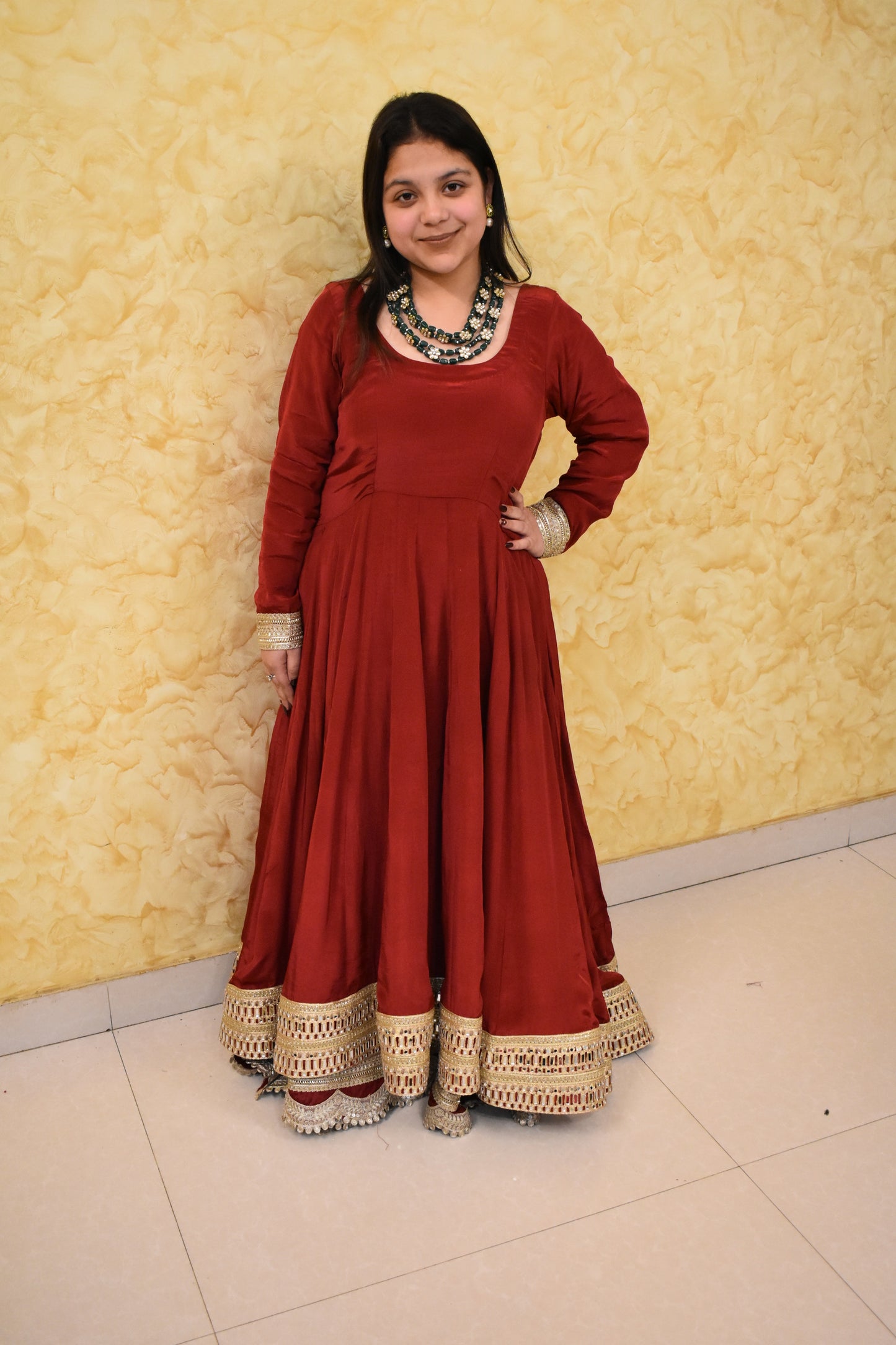 Sindoori Shobha – Crepe Double Flare Anarkali Set