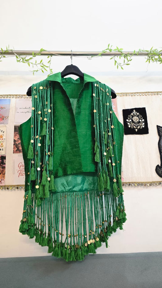 Taarika Raw Silk Tassel Jacket