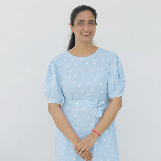 Aasmani Polka Dress