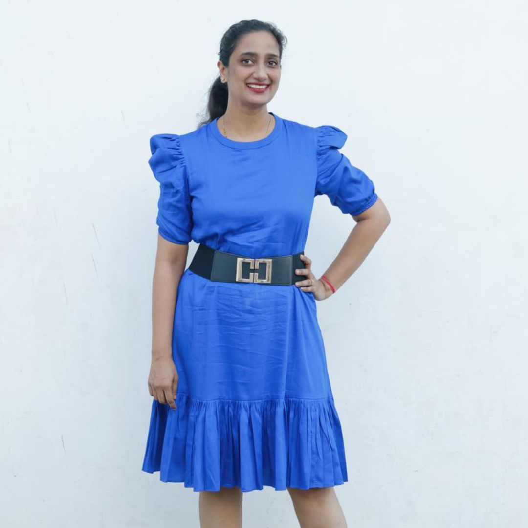 One fashion piece dress blue color