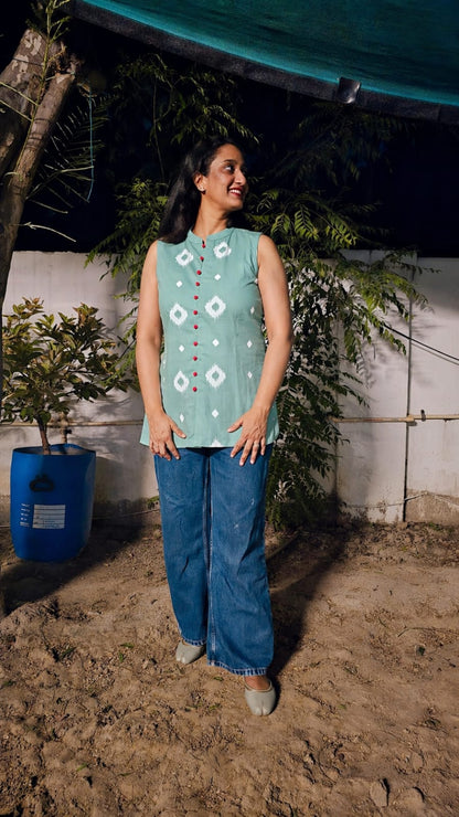 Mint Breeze Ikat Top