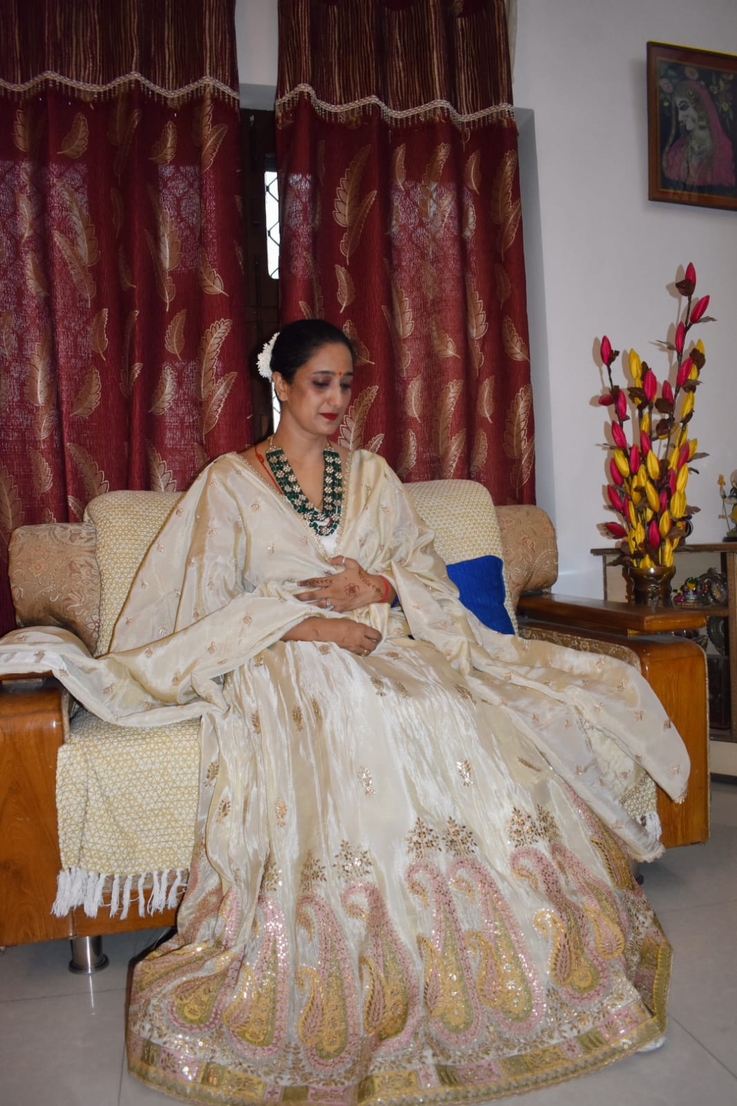 Sunheri Dhoop Tissue Lehenga ✨