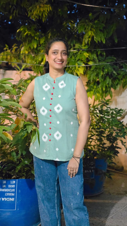 Mint Breeze Ikat Top