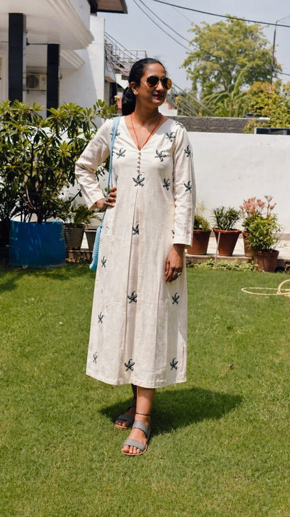 Ivory Handpainted Bloom Dress