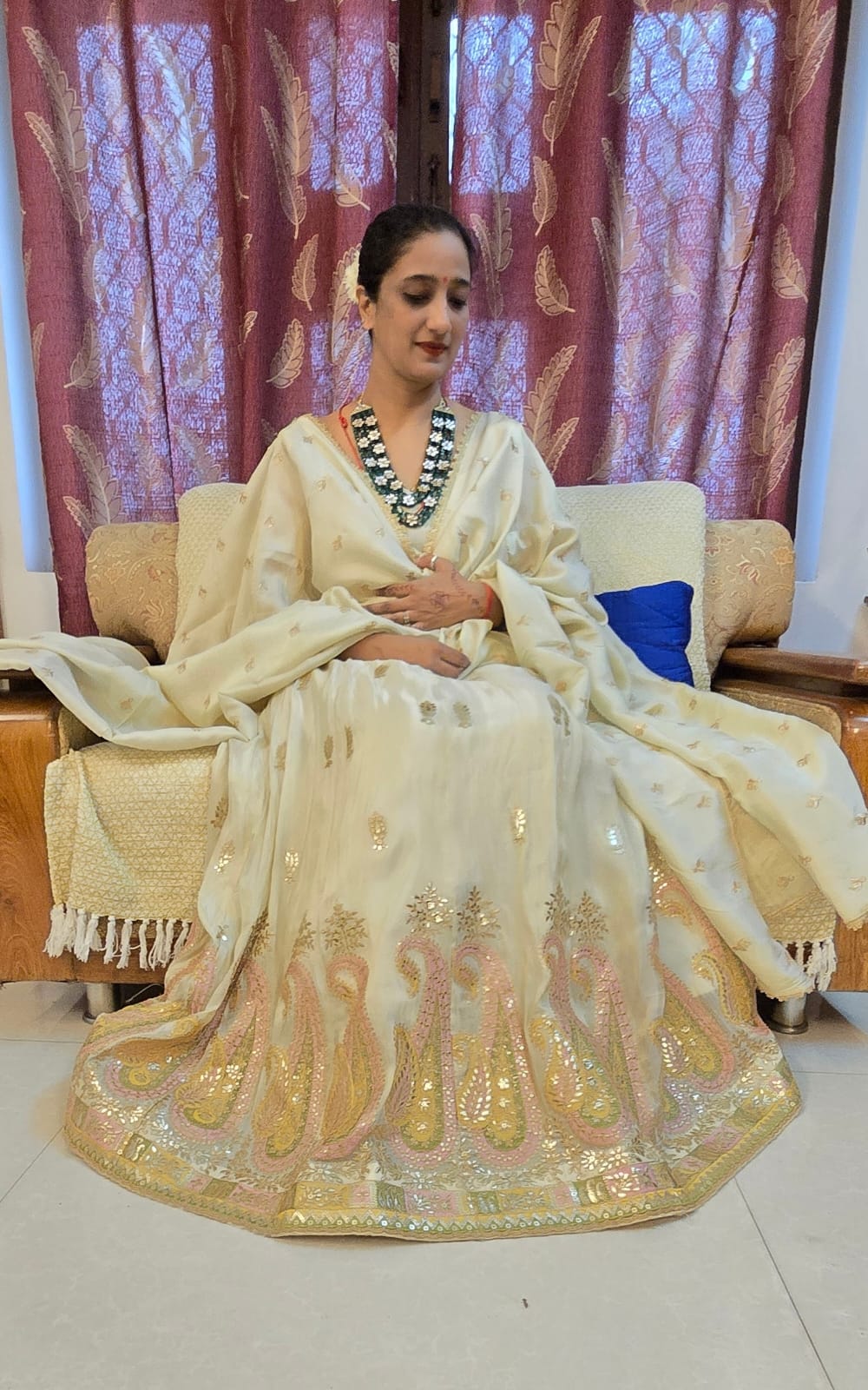 Sunheri Dhoop Tissue Lehenga ✨