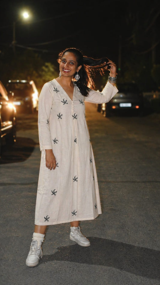Ivory Handpainted Bloom Dress