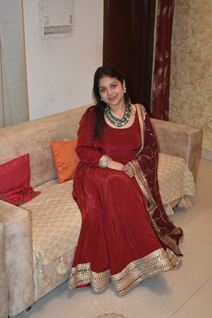Sindoori Shobha – Crepe Double Flare Anarkali Set