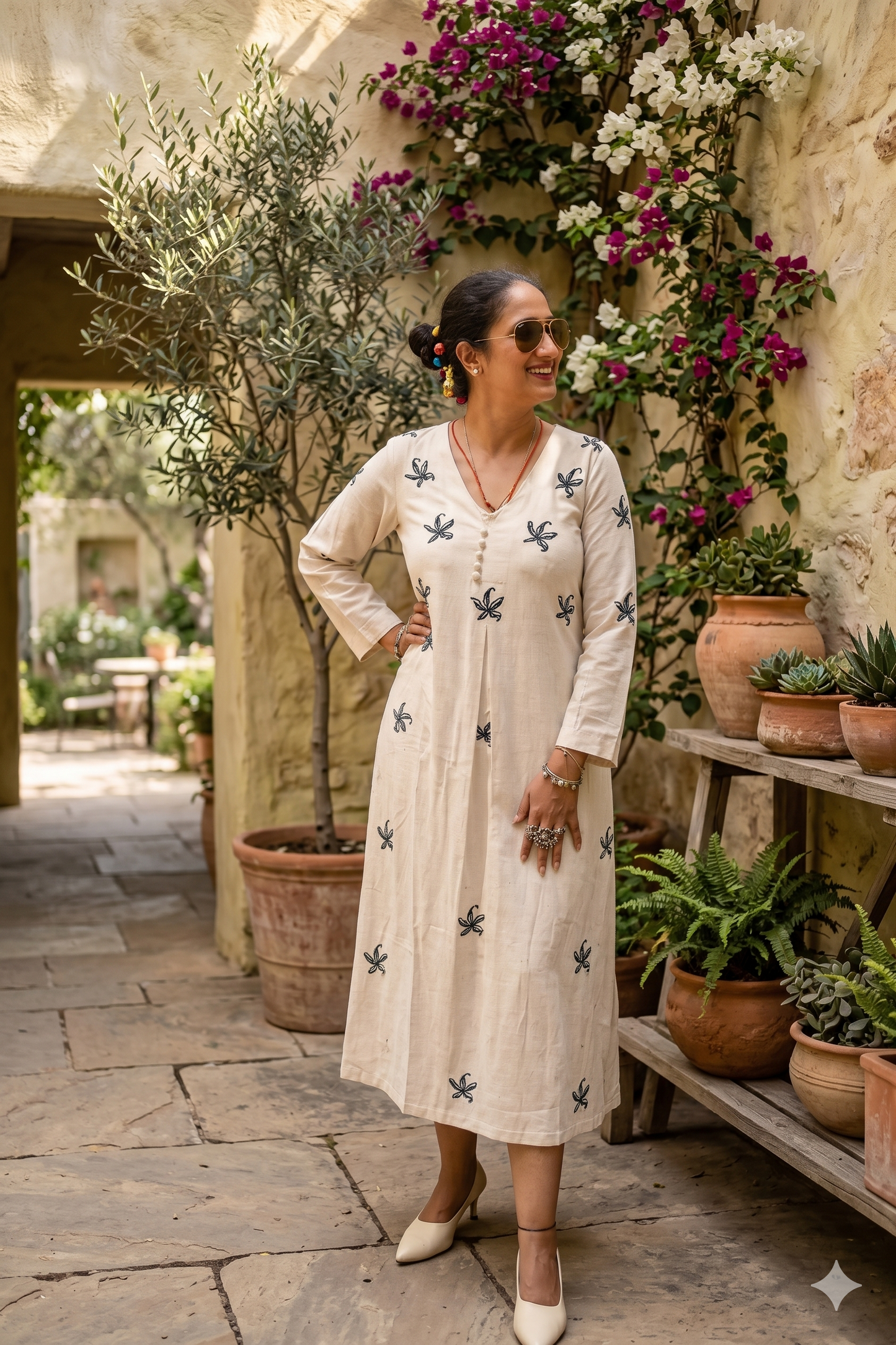 Ivory Handpainted Bloom Dress