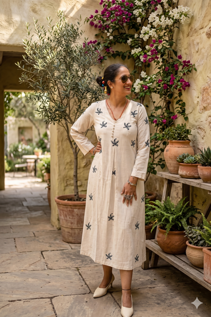 Ivory Handpainted Bloom Dress