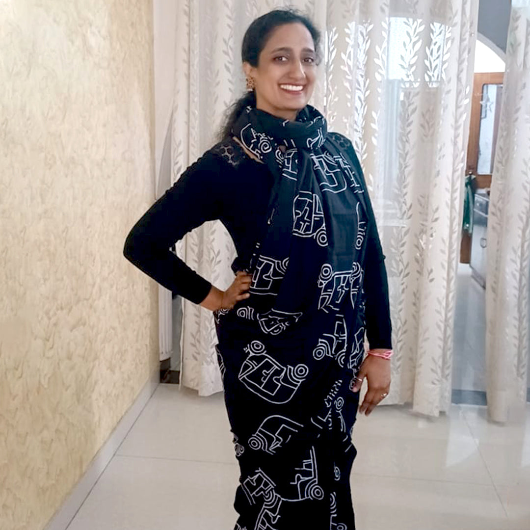 Black Printed Ojasvini Saree