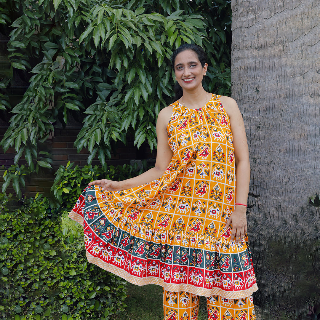 Yellow Multi Frill Suit