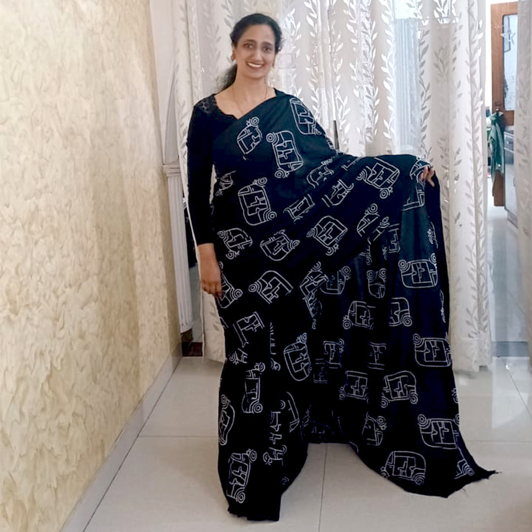 Black Printed Ojasvini Saree