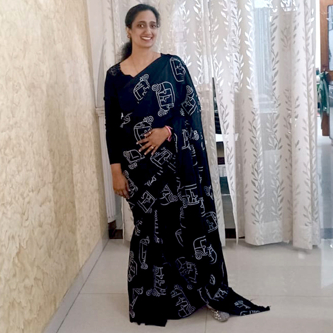 Black Printed Ojasvini Saree