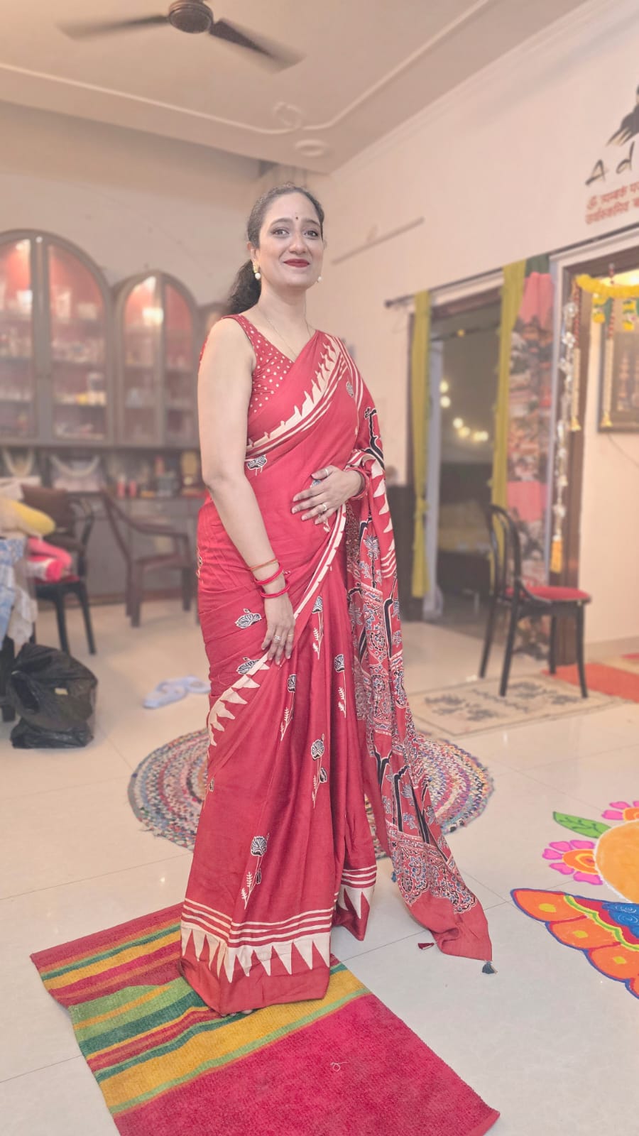 Kumkum Ajrakh- Pure Modal Silk Saree