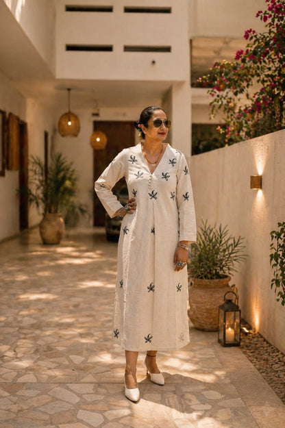Ivory Handpainted Bloom Dress