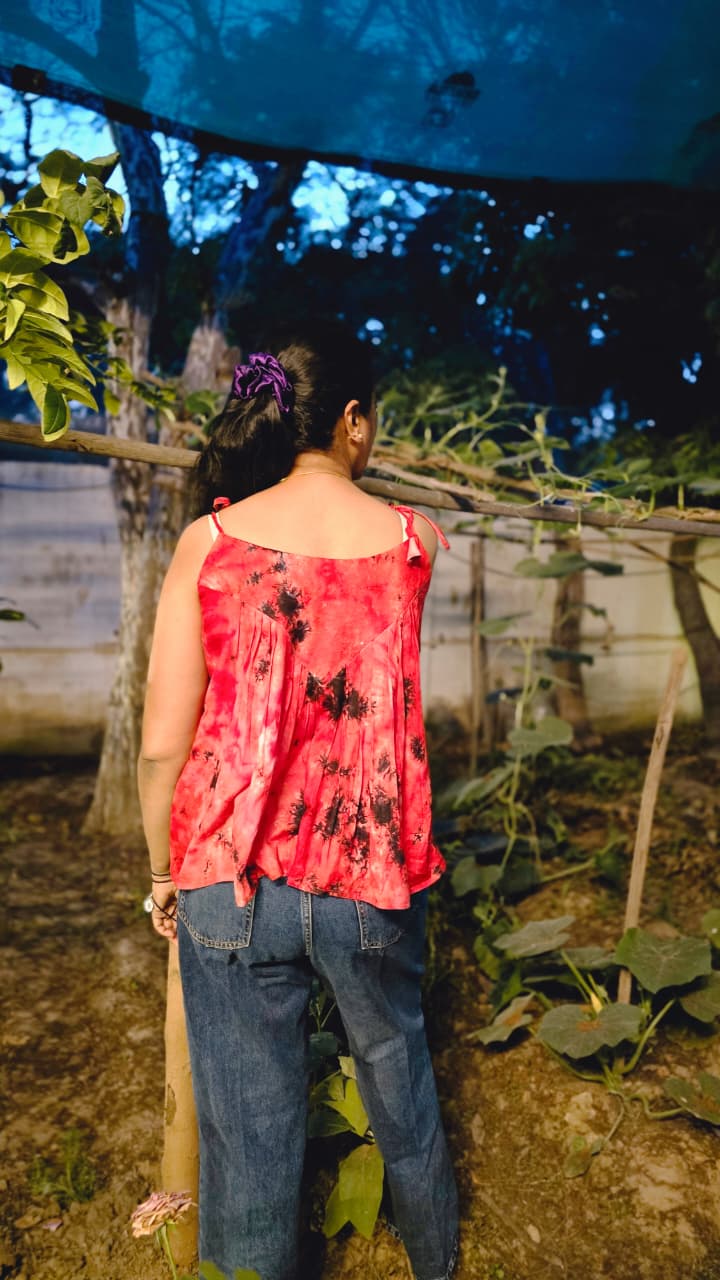 Red Splash Tie-Dye Top