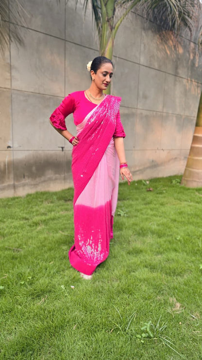 Gulabi Tarang Saree