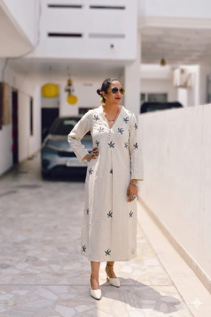 Ivory Handpainted Bloom Dress