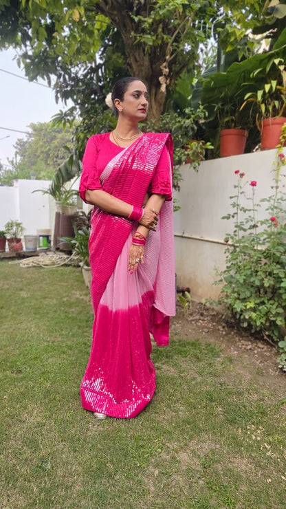 Gulabi Tarang Saree