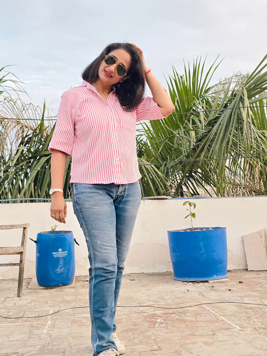 Rosy Stripe Everyday Shirt 🌸