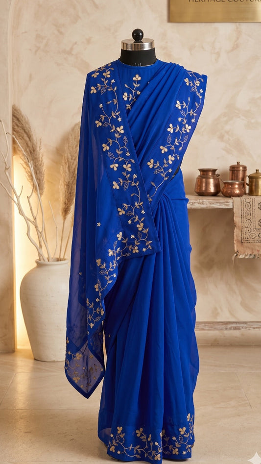 Neela Samundar Georgette Saree