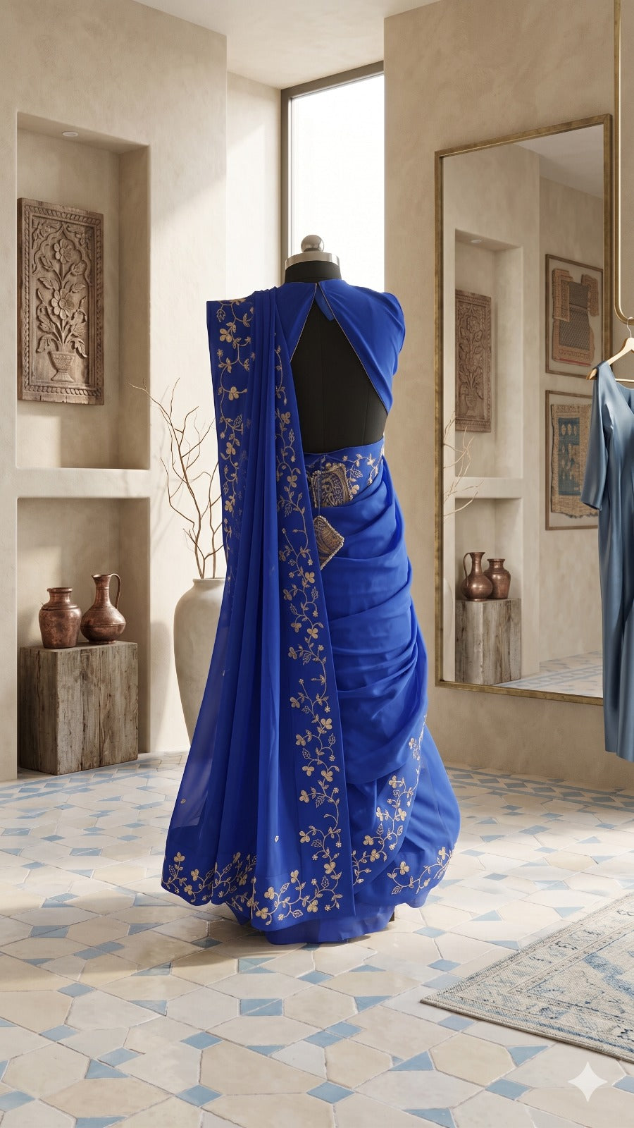 Neela Samundar Georgette Saree