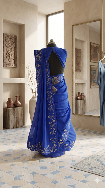 Neela Samundar Georgette Saree